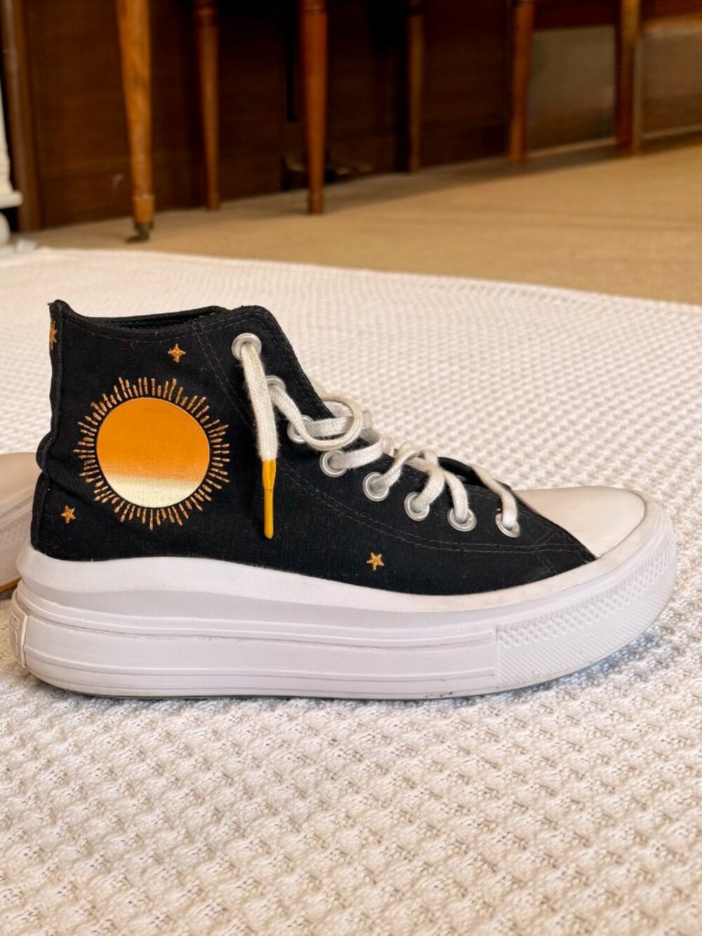 Women's 9.5 Shoes - Black Converse All Starts - Celestial Accents